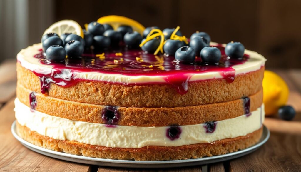 Lemon Blueberry Cheesecake Cake