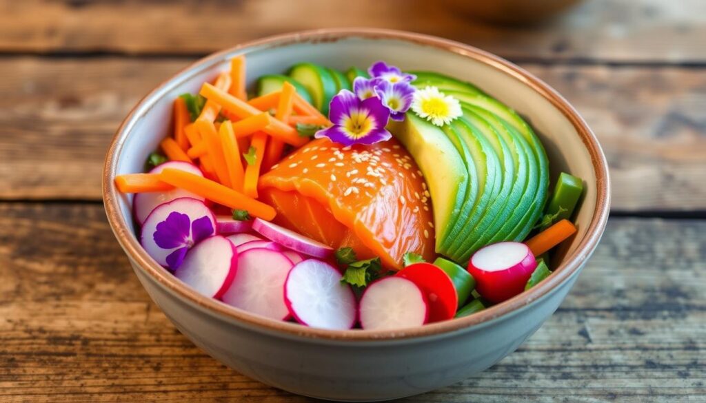 salmon bowl vegetables